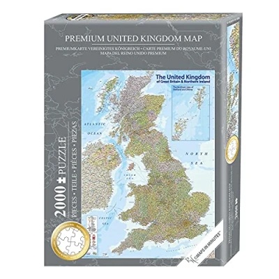 Bild av Close Up UK kort pussel 2000 bitar MAPS på minut, Great Britain (68,8 cm x 96,6 cm)