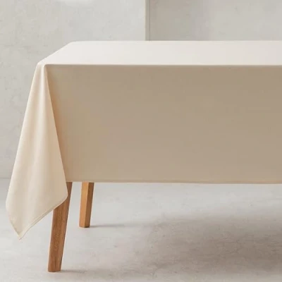 Bild av GAMUSI Enfärgad bordsduk ekologiskt bomullstyg vattentätt smutsavvisande rektangulär Ecru färg 140 x 300 cm