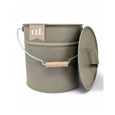Bild av LIVLIG Hink med lock 12 l, zinkrok, askhink lock, metallhink, eldstadstillbehör, tennhink, grön