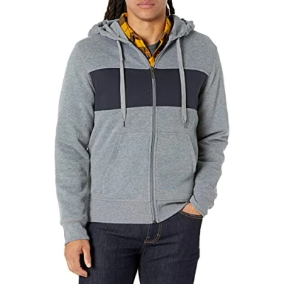 Bild av Amazon Essentials Men&#039;s Fleecetröja med hel dragkedja (finns i Big &amp; Tall), Svart Grå Ljung, XL
