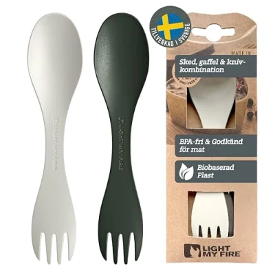 Bild av Light My Fire Spork Little 2 pack Återanvändbara Bestick För Barn Sked Kniv Gaffel Kombo Camping Outdoor Vandring Picknick och Lunchlåda Lätta Kompakta Made in Sweden