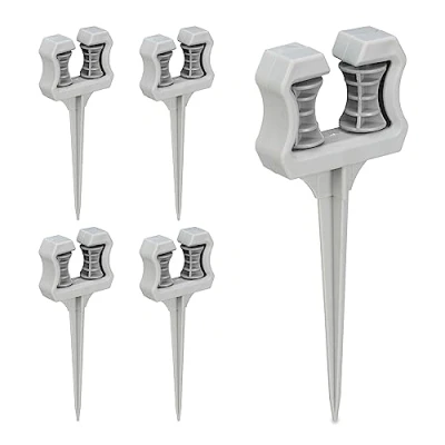 Bild av Relaxdays Slangguide, trädgårdsslang, set om 5, trädgårdsslangstyrning med markspett, H x B D: 26 10 3,5 cm, grå, plast, pack