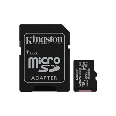 Bild av Kingston Canvas Select Plus micro SD minneskort, SDCS2/64 GB 3P1A klass 10 (3 kort inkl. adapter)