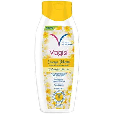Bild av Vagisil intim rengöring för kvinnor, känslig essens, hygien, tvål pH vänlig, vit jasmin, 250 ml