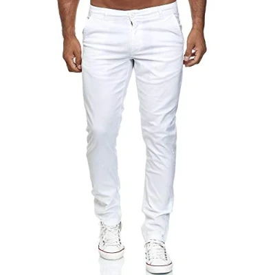 Bild av Elara Chino byxor för män Regular Slim Fit Stretch Chunkyrayan MEL009 Weiß 34/32