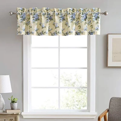 Bild av Laura Ashley bomullsstång topptäcke, snygg och lätt fönsterbehandling för heminredning (Cassidy Yellow, 218 cm x 38 cm)