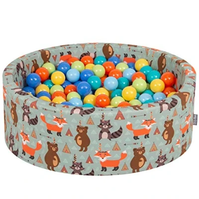 Bild av KiddyMoon Mjuk rund 90 x 30 cm/200 bollar 7 cm/2,75 tum för barn, skumboll pool baby lekbollar rävgrön: L.grön/orange/turkos/blå/gul/gul