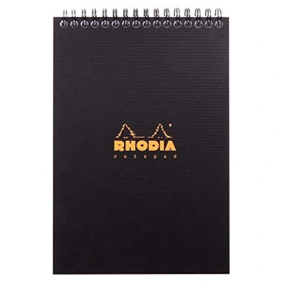 Bild av Rhodia 16921C Anteckningsblock (med spiralbindning, DIN A5, 14,8 x 21 cm, linjerad, 90 g, perfekt för dina anteckningar, 80 ark) 1 st svart