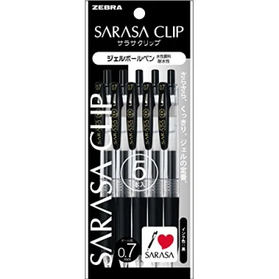 Bild av 1 x 5 pens ZEBRA Sarasa klämma gelink kulspetspenna 0,7 mm P JJB15 BK5 svart av