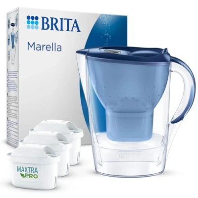 Bild av BRITA Marella vattenfilterkanna blå (2,4 l) inkl. 3 x MAXTRA PRO All in 1 patron filter för att minska kalk, klor, bly, koppar och smakstörande ämnen i vattnet