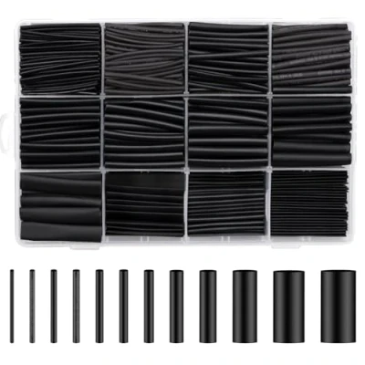 Bild av Krympslangset, 1 000 stycken svarta krympslangar vattentät Heat Shrink Tube sortiment 113 mm för kabel isolering laddningskabel