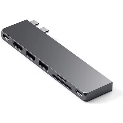 Bild av SATECHI USB C Hub Multiport adapter Pro Slim, 7 i 1 dongel för MacBook Pro/Air M2 med 4 port, 4K HDMI upplösning, USB3.2 Gen 2, SD/TF kortläsare och 100 W PD (rymdgrå)