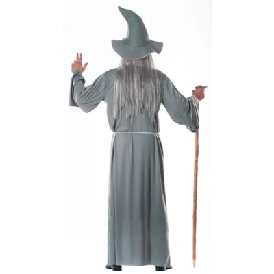 Bild av FIESTAS GUIRCA Stor trollkarldräkt för män inkluderar trollkarlshatt, grå tunika och bälte Halloween kostymer män, vuxen storlek XL