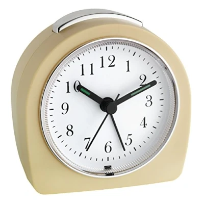 Bild av TFA Dostmann analog väckarklocka, beige, liten rese med belysning 60.1021.09, utan tickande, retro väckarklocka