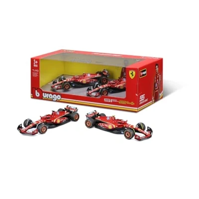 Bild av Burago Bilmodellset 2 formel 1, Carlos Sainz, Charles Leclerc, Ferrari SF 23, skala 1/43, modell, miniatyrsamling, F1, BBurago, gåvor för samlare +3 år (78002)