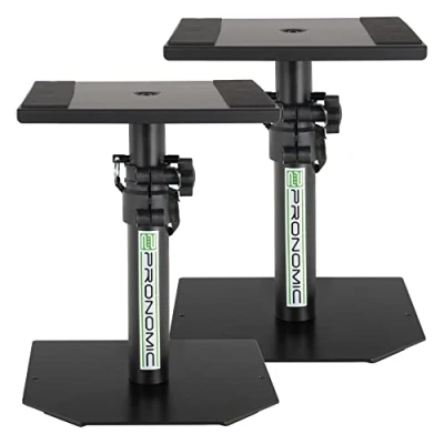 Bild av Pronomic SLS 36P BK bordsstativ par för studio bildskärmar stabilt boxstativ studiomonitorer hög version justerbar från 25,5 till 41 cm förvaringsyta med skumgummiremsor svart