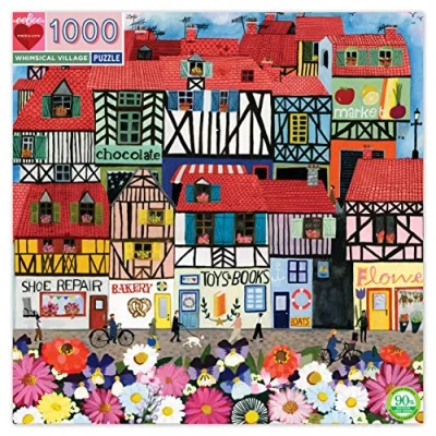 Bild av eeBoo 1 000 bitar Whimsical Village pussel i återvunnen kartong för vuxna, PZTWSV, flerfärgad, EA