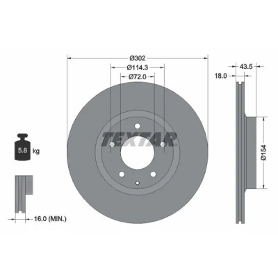 Bild av TEXTAR PRO 92174503 Disque de frein 302 18 05/06 114,3 ventilé l&#039;intérieur revêtu sans boulon fix roue, moyeu roue MAZDA: RX 8