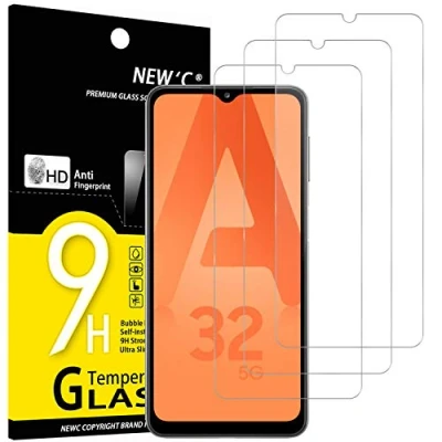 Bild av NEW&#039;C 3 Pack, skärmskydd i glas för Samsung Galaxy A32 5G, bubbelfri, 9H hårdhet, 0,33 mm ultratransparent, ultrabeständigt härdat