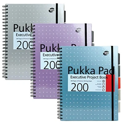 Bild av Pukka Pad 6970 MET Metallisk Projektbok, Silver/Rosa/Blå, A4, Paket med 3