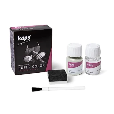 Bild av Kaps Dye Super Color + Preparera (25 ml vardera), Professionell läderfärg För Naturläder, Konstläder och Tyg, näring Reparation av Läderskor i Olika Färger (119 ljusgrå)