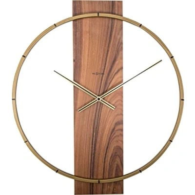 Bild av högkvalitativ NeXtime väggklocka &quot;CARL&quot;, ljudlös, gjord av trä, brun, 58,2 x 50,8 cm