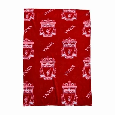 Bild av Character World Officiell Liverpool FC fleecefilt Supermjuk, fotboll YNWA design varm supermjuk känsla rött överkast perfekt för hem, sovrum, övernattningar och camping