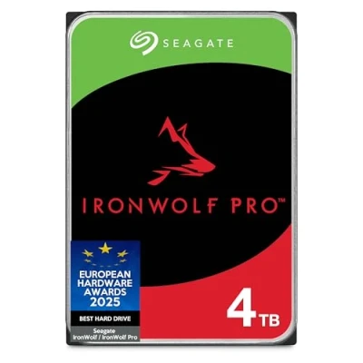 Bild av Seagate IronWolf Pro, 4 TB, intern NAS HDD i företagsklass CMR, 3,5, SATA 6 Gb/s, 7200 RPM, 256 MB Cache för RAID NAS, räddningstjänster Frustrationsfri paketering (ST4000NTZ01)