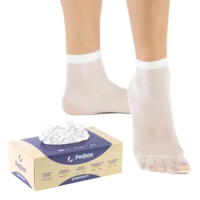 Bild av Pedsox, 100 stycken hygienstrumpor för engångsbruk, testning av skor, premium line, maskintvättbar, unisex, en storlek, Vit, one size