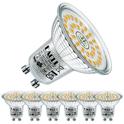 Bild av EACLL GU10 varmvit LED lampa, 6,5 W halogen motsvarande 100 W, set med 6, 3 000K 730 lm flimmerfri belysning, bred stråle 120 plats, dimbar AC 230 V kortare reflektorlampa