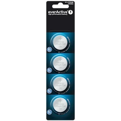 Bild av everActive CR3032, 3 V, litiumknappcellsbatterier, mest kraftfulla batteri, 10 års hållbarhet, 4 stycken 1 blisterförpackning