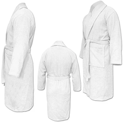 Bild av HOMELEVEL Badrock i frotté, badrock, 100 % bomull, för män och kvinnor, storlek S till 6 XL, svart, S, Vitt blått, 3XL