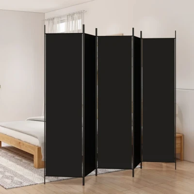 Bild av vidaXL Rumsavdelare 5 paneler svart 250x200 cm tyg, vikbar avdelare, vikbara rumsavdelare, skärmväggar, skärmvägg, skiljevägg