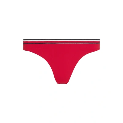 Bild av Tommy Hilfiger Global Stripe Scheeky HIGH LEG Bikiniunderdel, Storlek: Large, Primary red