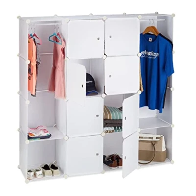 Bild av Relaxdays Garderobsplug in system med 12 fack, stort plastgarderob 145,5 x cm, vit