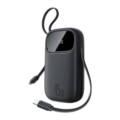 Bild av Baseus QPow3 Powerbank 20 000 mAh 45 W med 2 integrerad USB C kabel, power bank PD3.0 QC4.0 externa mobiltelefonbatterier, 3 och 1 A, bärbar laddare för iPhone 16/15/14 Pro Max, iPad, Galaxy