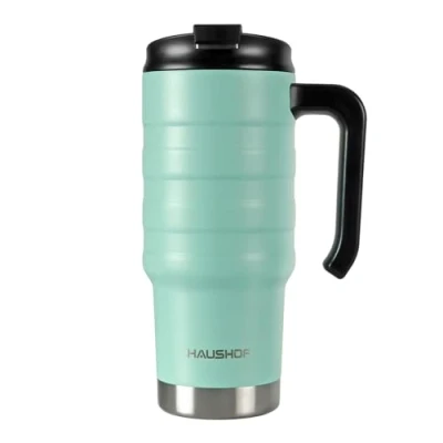 Bild av HAUSHOF Resetumlare 700 ml (24 oz vakuumisoleringskolv med dubbla väggar, kaffemugg i rostfritt stål, håller 24 timmar kall och 6 varm, BPA fri