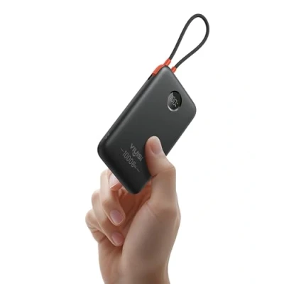 Bild av VIYISI 10 000 mAh Power Bank Ultra Slim 22,5 W bärbar laddare snabbladdning med inbyggd typ C kabel kompatibel iPhone 16 15 Samsung S24 S23 S22 svart