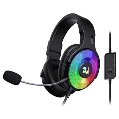 Bild av Redragon H350 RGB trådbundet spelheadset, dynamisk bakgrundsbelysning stereo surroundljud 50 mm drivrutiner avtagbar mikrofon, Over Ear hörlurar fungerar för PC/PS4/XBOX One/NS