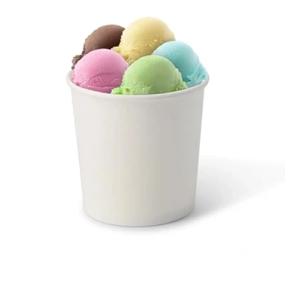 Bild av Greenbox 50 x glassbägare kartong 300 ml vit engångsmuggar plastfri och biologiskt nedbrytbar dessertskål to go mugg