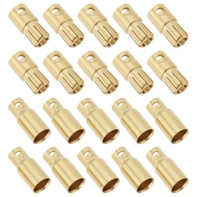 Bild av VGOL 10 par 6 mm bananplugg anslutning banankontakt hane hona terminal ren koppar guldpläterad kulkontakt för gör det själv RC batteri ESC motor guld