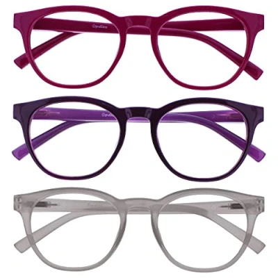 Bild av OPULIZE Unisex blå läsglasögon (8 pack), Rosa/lila/is, +2,50 Dioptrien