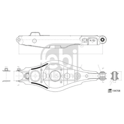 Bild av FEBI BILSTEIN 194708 Länkarm, hjulupphängning med lager Bakaxel vänster, Nedre, Bak Länkarm (tvär ) stålplåt TOYOTA: RAV4 III SUV