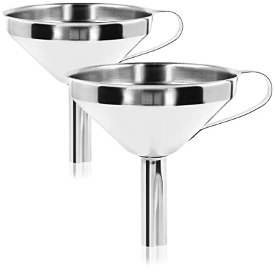 Bild av COM FOUR® 2x tratt i rostfritt stål med handtag påfyllningshjälp för glas och flaskor Ø 10 cm (002 stycken stål)