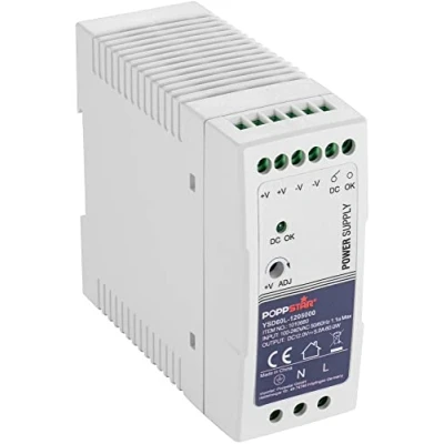 Bild av Poppstar Ultra Slim Nätaggregat för DIN skena, 12V DC 5 A 60 W Rail 60W/ transformator skenemontage 40x100x92mm