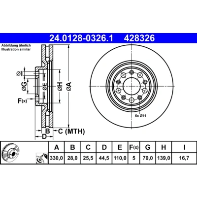 Bild av Bromsskiva Ate 24.0128 0326.1