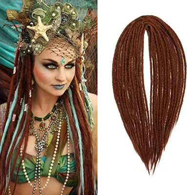 Bild av Dsoar 20 Tum 10 Trådar/Pack Syntetiska Dreadlocks Extensions Double Ended Tunt 0,6 cm Virkat Flätat Hår Mjuka Dreads Reggae Hip Hop Hippie Style