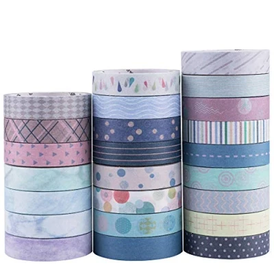 Bild av YUBBAEX Washi Tape, 24 rullar maskeringstejp färgglada för scrapbooking gör det själv hantverk grundläggande mönster