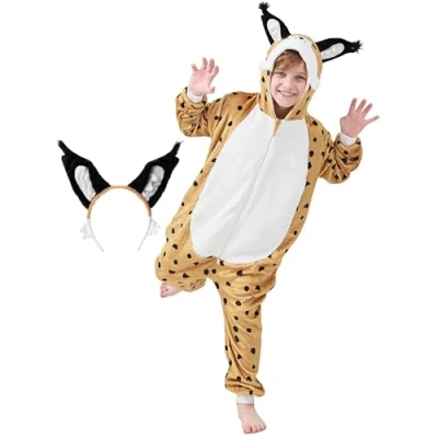 Bild av corimori Fluffig luchkostym för barn med hårband karneval maskeraddräkt onesie flickor, pojkar längd 90110 cm