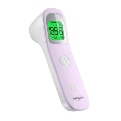 Bild av EUROPAPA Febertermometer för bebisar, barn, vuxna, infraröd panntermometer med feberalarm, C/F brytare, 30x mM minne (lila)